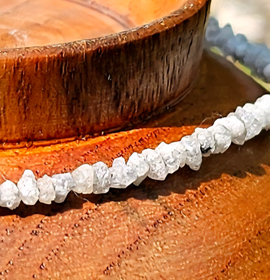 Sterling Silver 'Raw Diamond' Beaded Bracelet