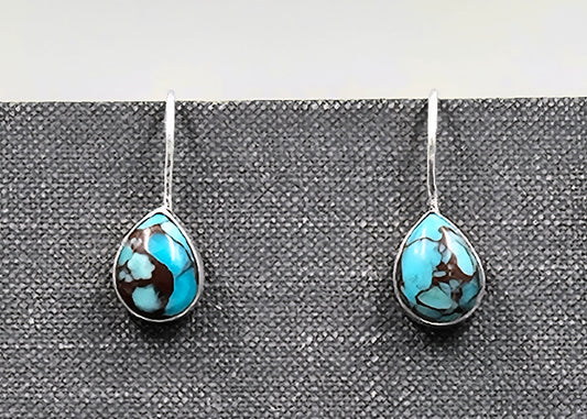Handmade Sterling Silver Egyptian Turquoise Teardrop Earrings