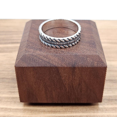 Handmade Sterling Silver Triple Rope Band Ring Close view