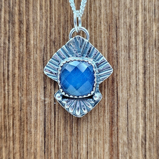 Handmade Sterling Silver sapphire Art Deco Pendant