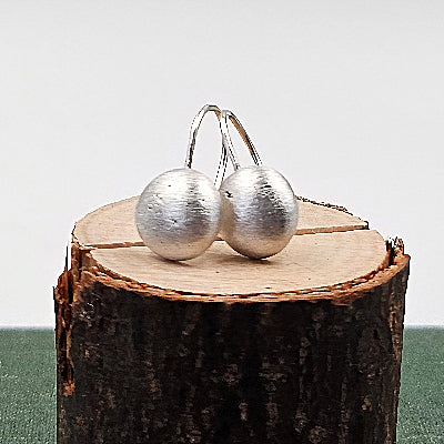 Handmade solid Sterling Silver Frosted Moon earrings