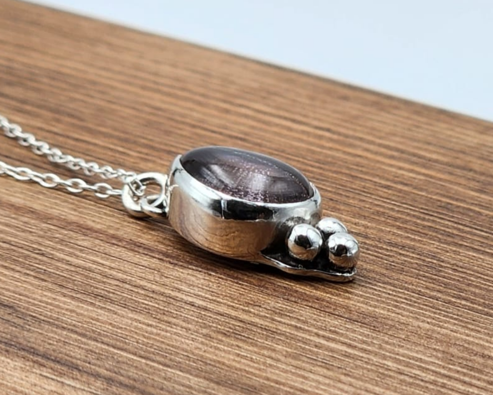 Handmade Sterling Silver Iolite Pendant