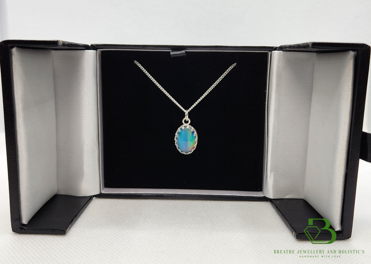 Sterling Silver Aura Opal Pendant - Breathe Jewellery and Holistic's