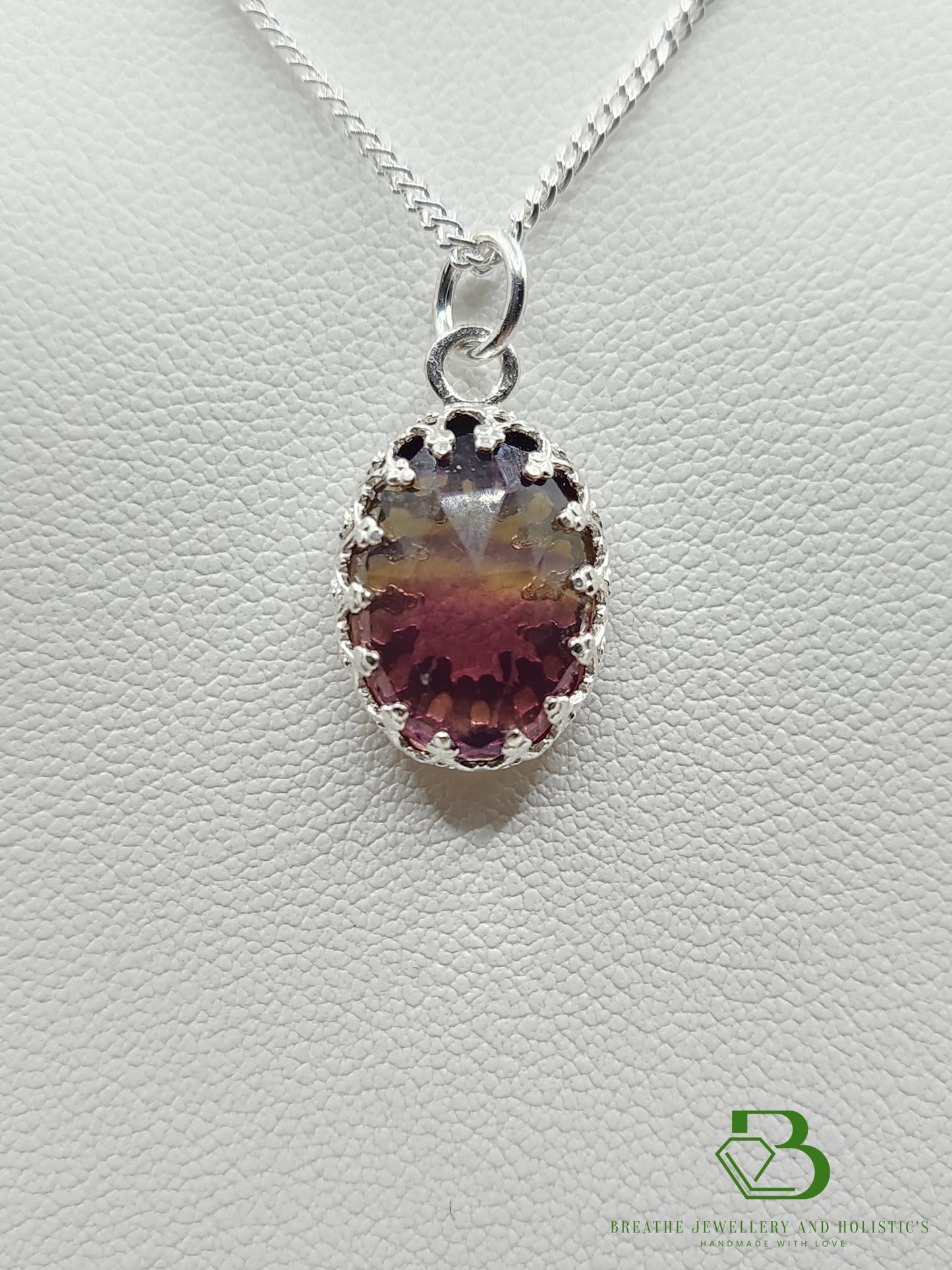 Sterling Silver Fluorite Gemstone Pendant - Breathe Jewellery and Holistic's
