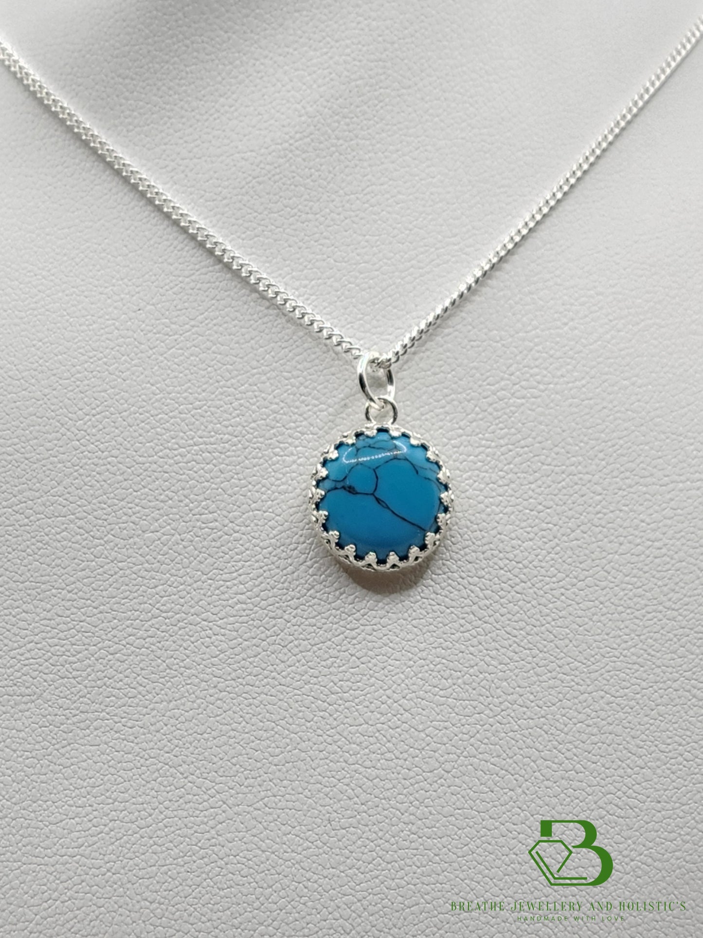 Sterling Silver Turquoise Gemstone Pendant - Breathe Jewellery and Holistic's