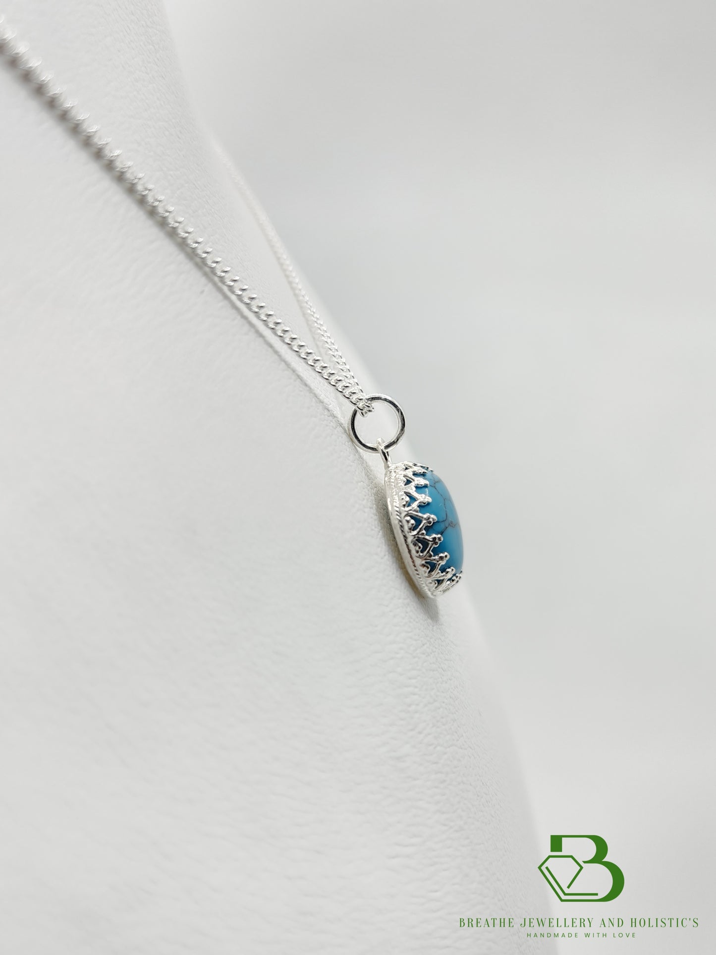 Sterling Silver Turquoise Gemstone Pendant - Breathe Jewellery and Holistic's