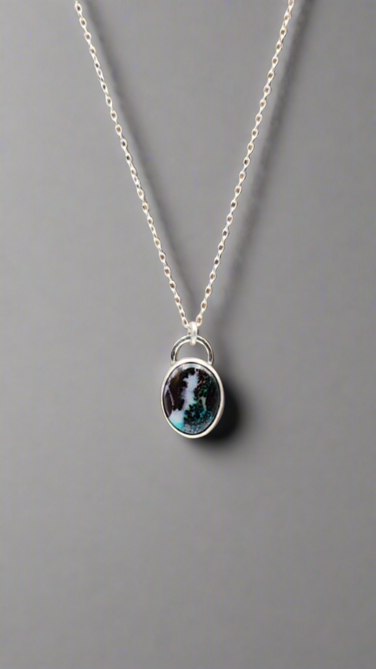 Sterling Silver Boulder Opal Gemstone Pendant