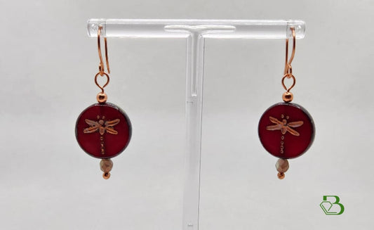 Dragonfly Glass Copper Earrings - Breathe Jewellery and Holistic's
