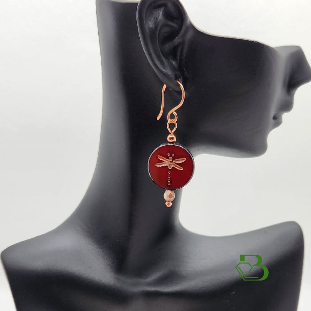 Dragonfly Glass Copper Earrings - Breathe Jewellery and Holistic's