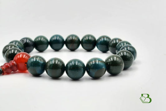 Tiger Iron and Red Agate Mala Bracelet on a white background