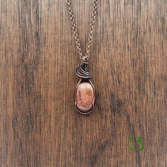 Oval Goldstone Wire Wrapped Pendant Front View