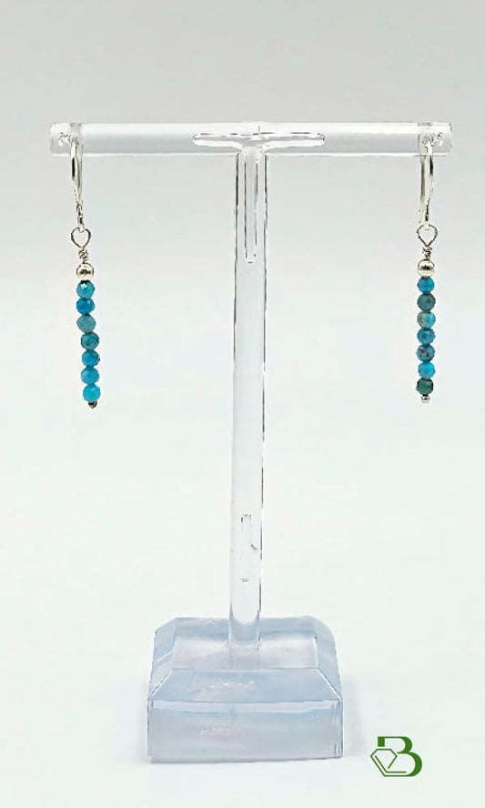 Czech Glass tiny Turquoise bead drops far view