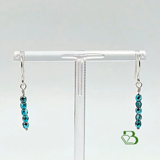 Handmade Sterling Silver Faceted Czech Glass Turquoise Fire Polished Earrings Sterling Silver Earrings