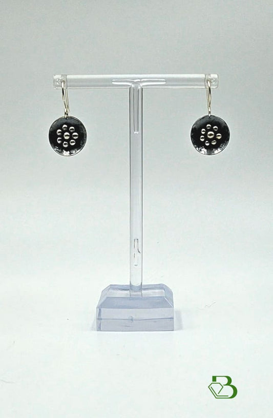 Sterling Silver Hammered disc daisy drops