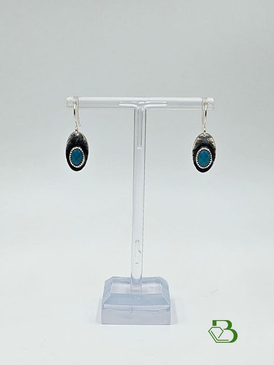 Evil Eye Sterling Silver Turquoise Gemstone drop earrings on stand