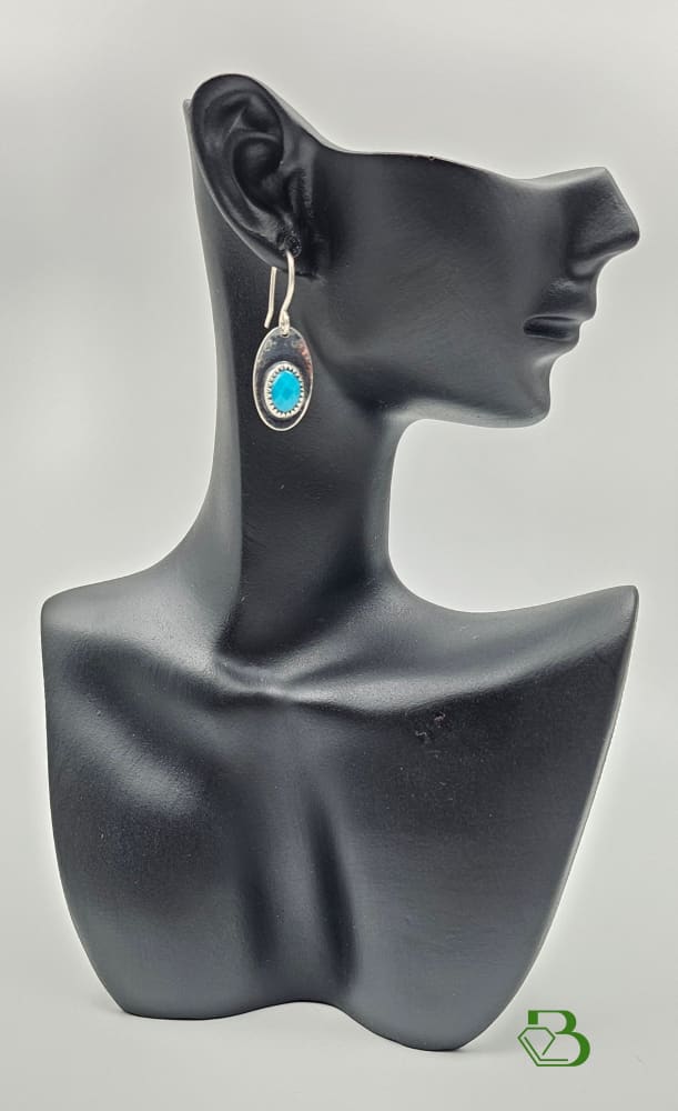 Evil Eye Sterling Silver Turquoise Gemstone drop earrings ceramic head
