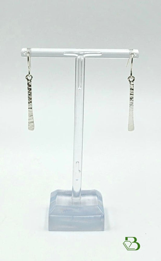 Handmade Ripple Reflection Sterling Silver Hammered Paddle drop far view