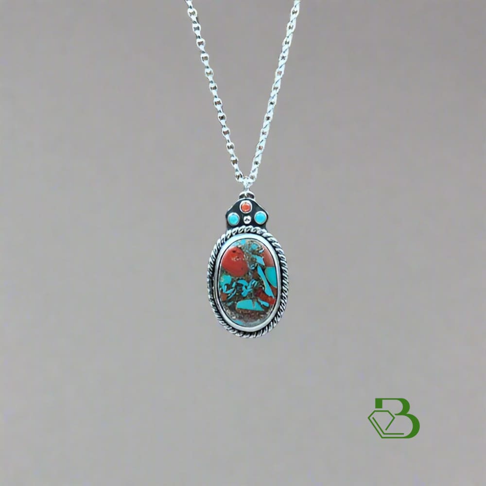 Handmade Sterling Silver spiny oyster pendant neutral background