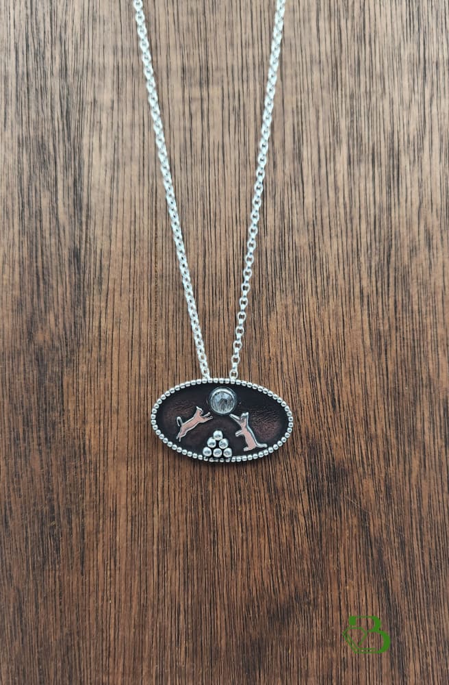Sterling Silver Playful Cats Pendant With Black Rutilated Quartz