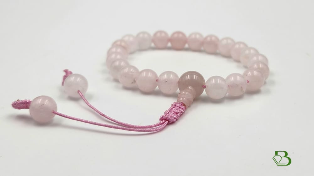 Rose Quartz Mala Bracelet On Pink Cord Mala Bracelet