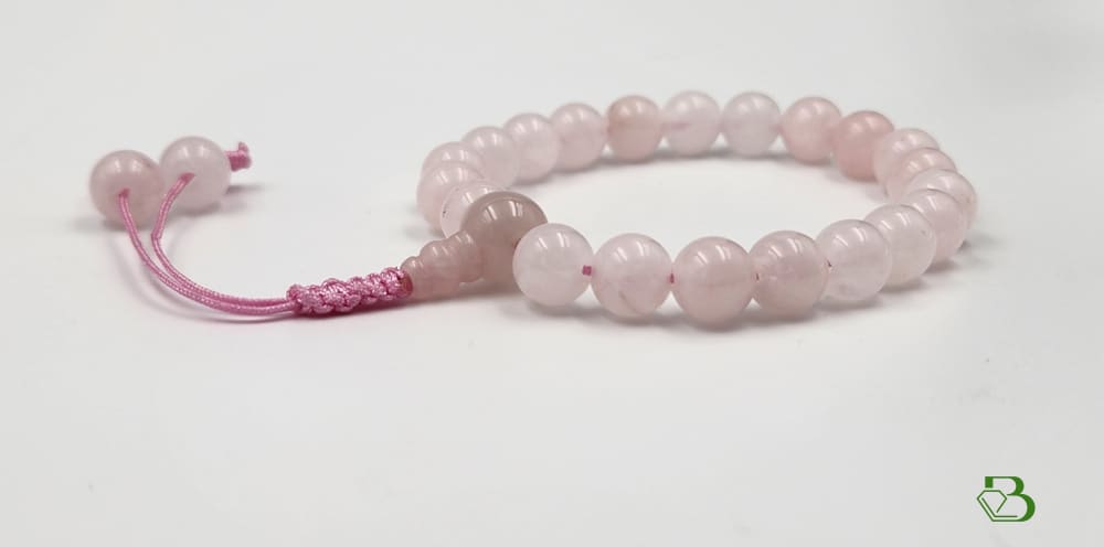 Rose Quartz Mala Bracelet On Pink Cord Pink / Small - 16-17cm Mala Bracelet
