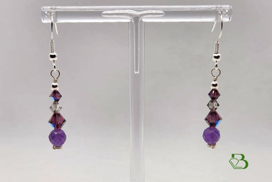 Sterling Silver Amethyst and Swarovski Crystal Earrings - Breathe Jewellery and Holistic's
