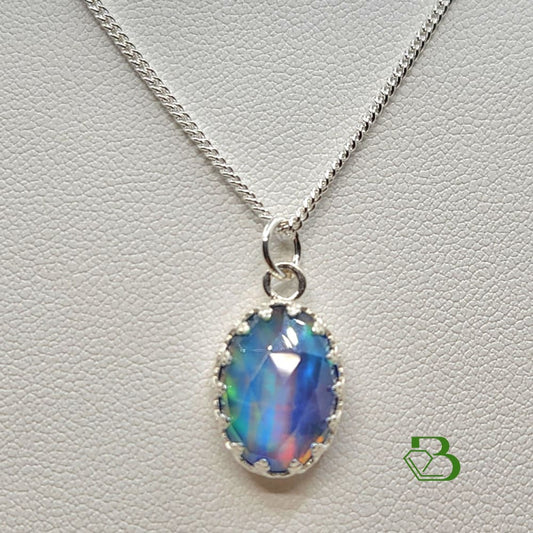 Sterling Silver Aura Opal Pendant - Breathe Jewellery and Holistic's