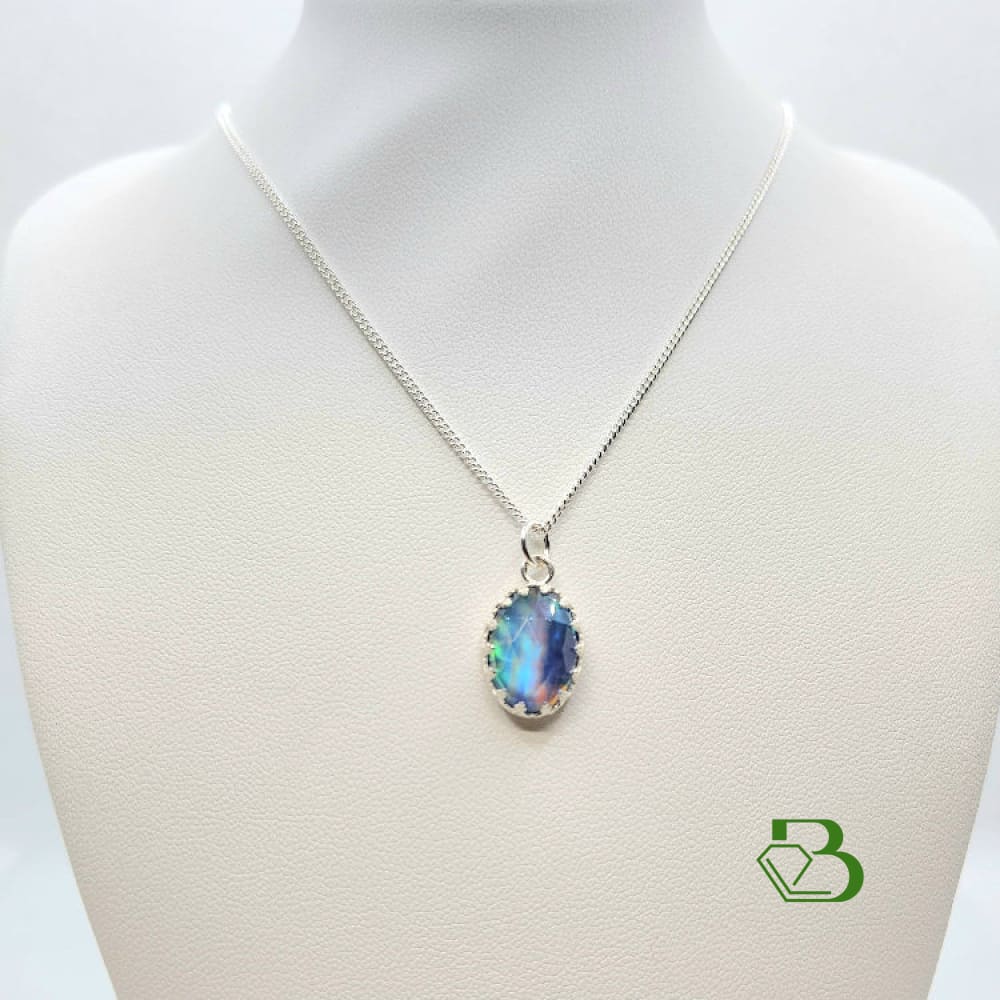 Sterling Silver Aura Opal Pendant - Breathe Jewellery and Holistic's