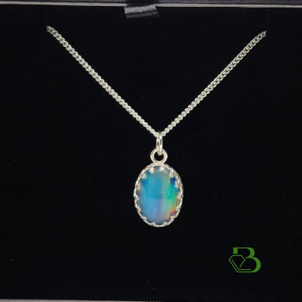 Sterling Silver Aura Opal Pendant - Breathe Jewellery and Holistic's