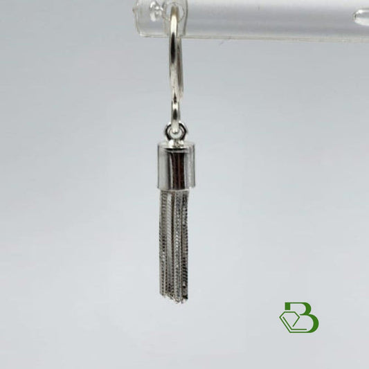 Sterling Silver Tassel Earrings close up view on a white background