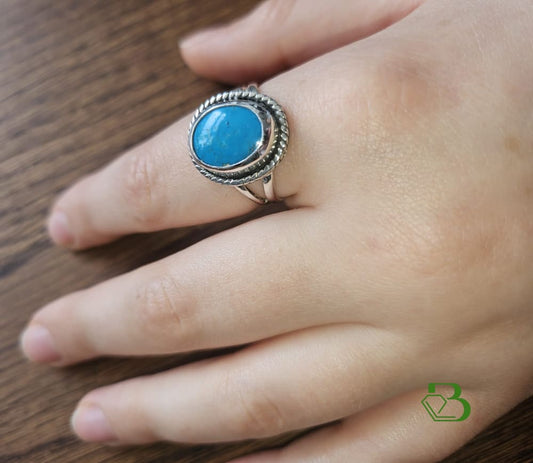 Sterling Silver Sleeping Beauty Rope Design Ring on Hand