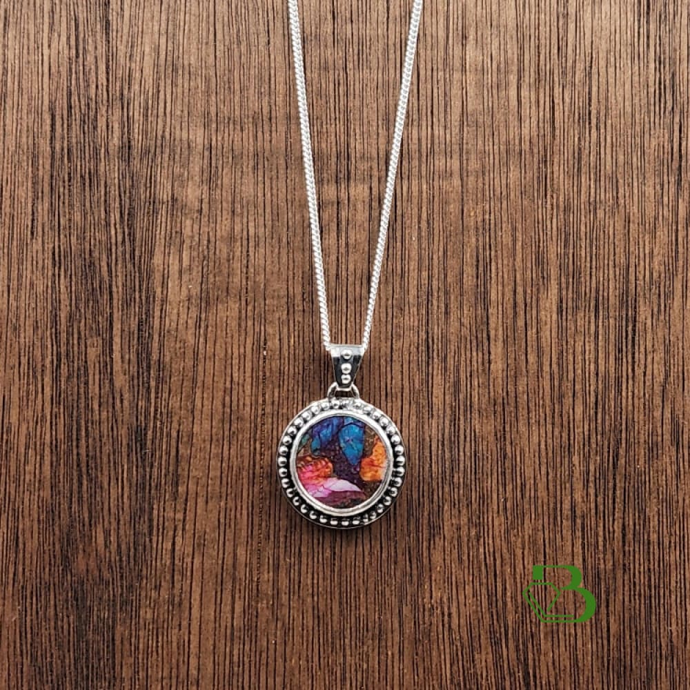Sterling Silver Spiny Oyster Medium Pendant With Turquoise Enlarged View