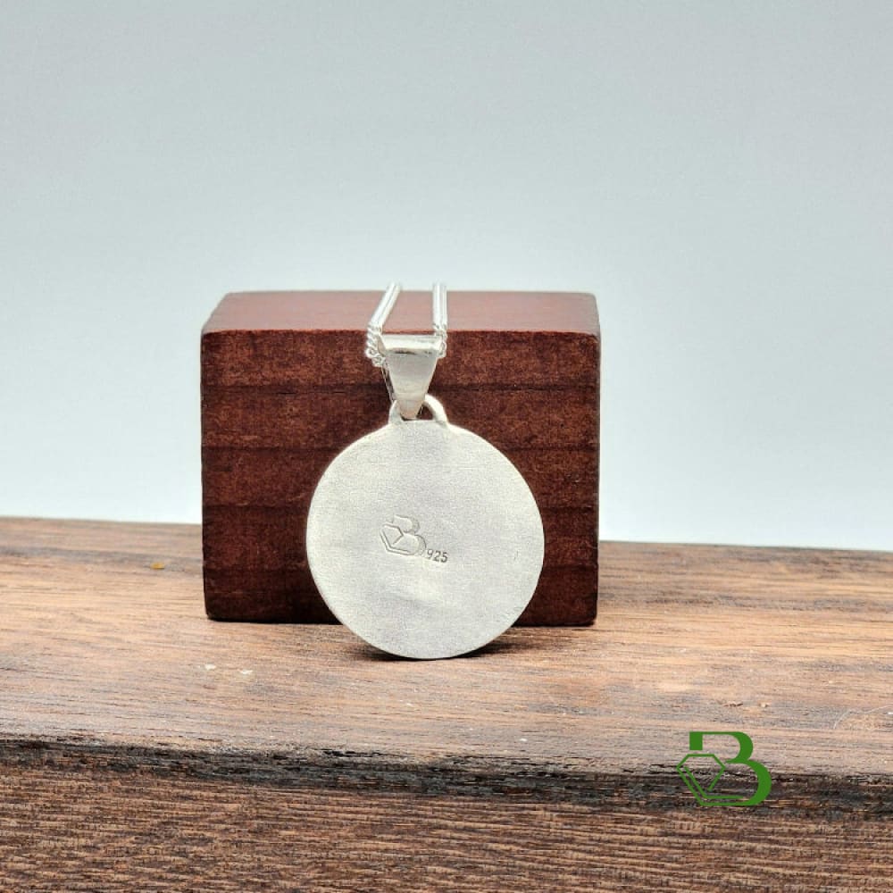 Sterling Silver Spiny Oyster Medium Pendant With Turquoise Rear View