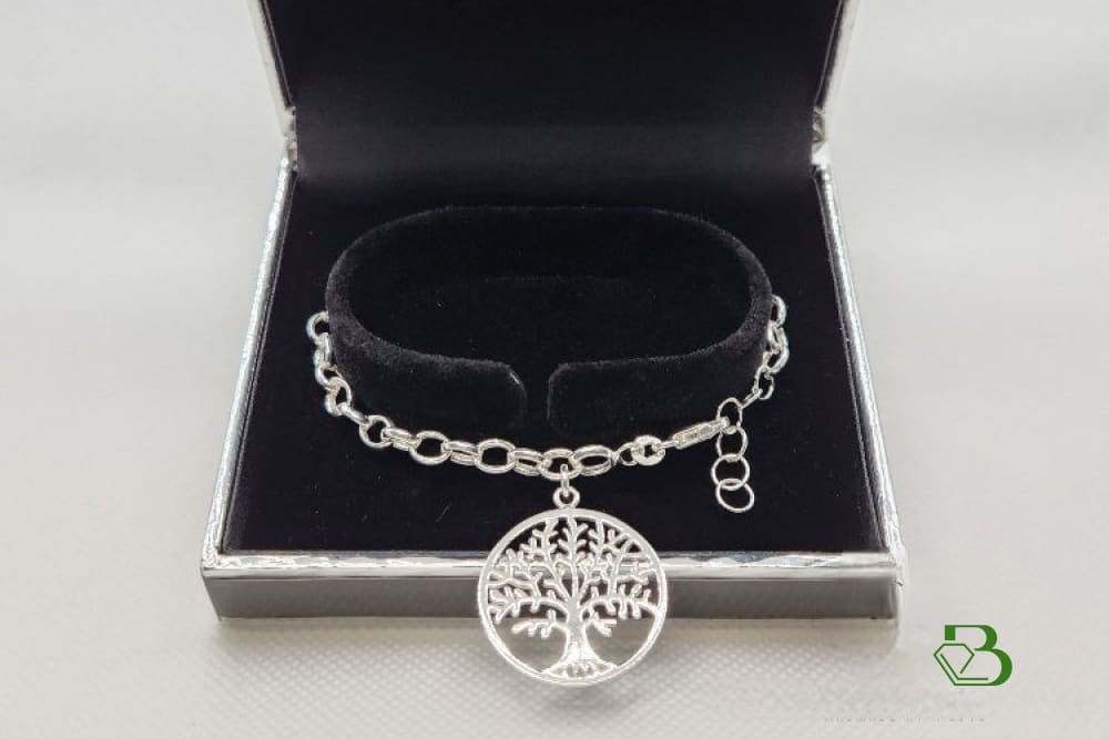 Large Sterling Silver Tree of Life Belcher Bracelet IN Gift Box
