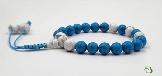 Turquoise and White Howlite Mala Bracelet - Side View 2
