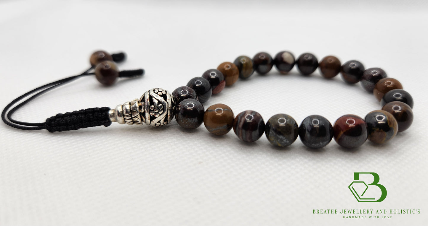 Tiger Iron Gemstone Mala Bracelet