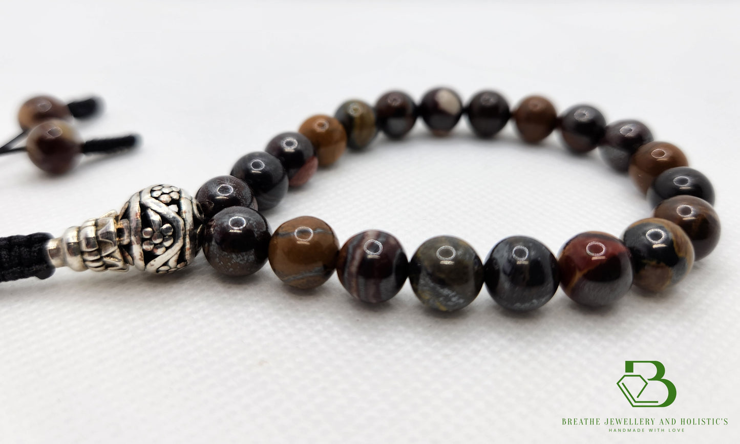 Tiger Iron Gemstone Mala Bracelet