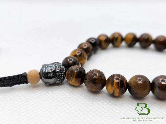 Tiger Eye and Hematite Mala Bracelet