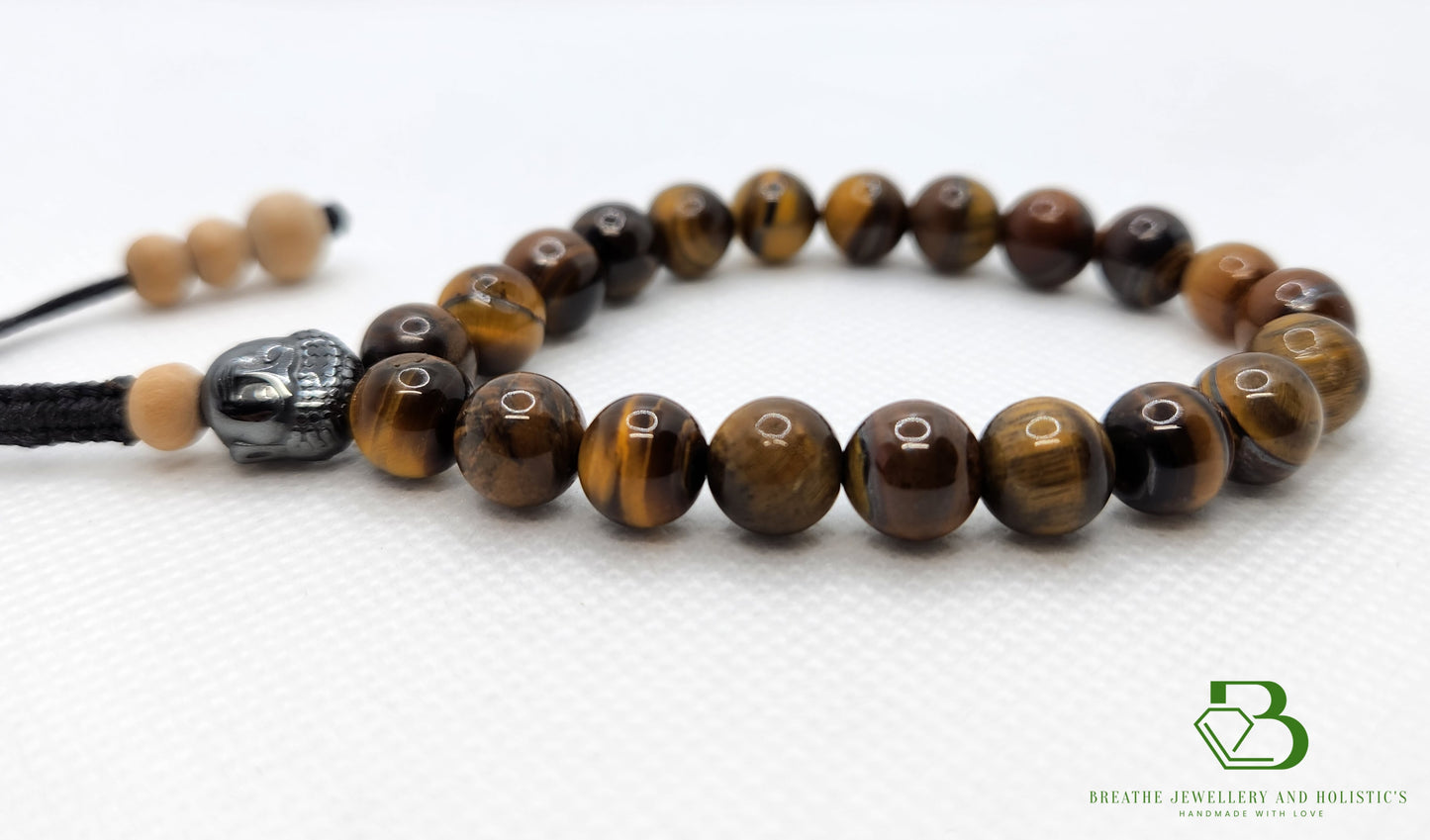 Tiger Eye and Hematite Mala Bracelet