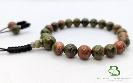 Unakite Gemstone Mala Bracelet