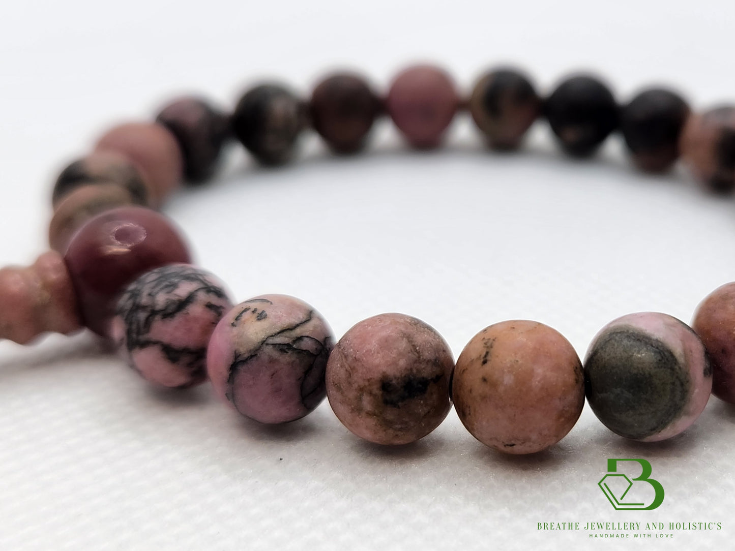 Rhodonite Gemstone Mala Bracelet