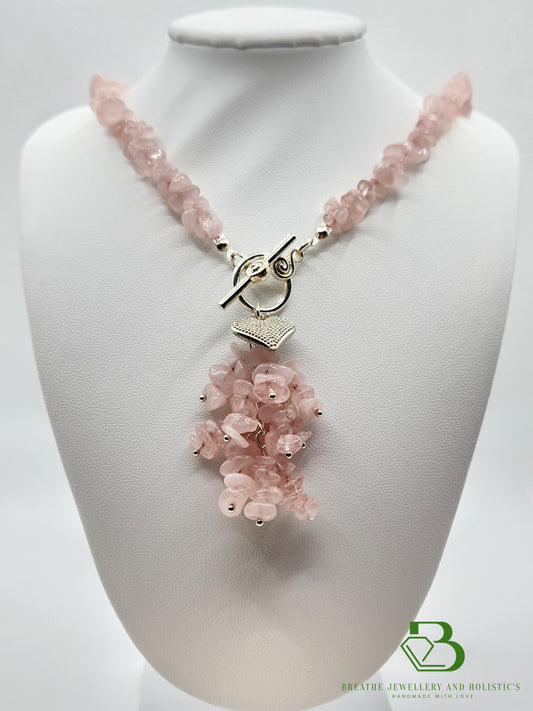 Rose Quartz Gemstone Chip Necklace