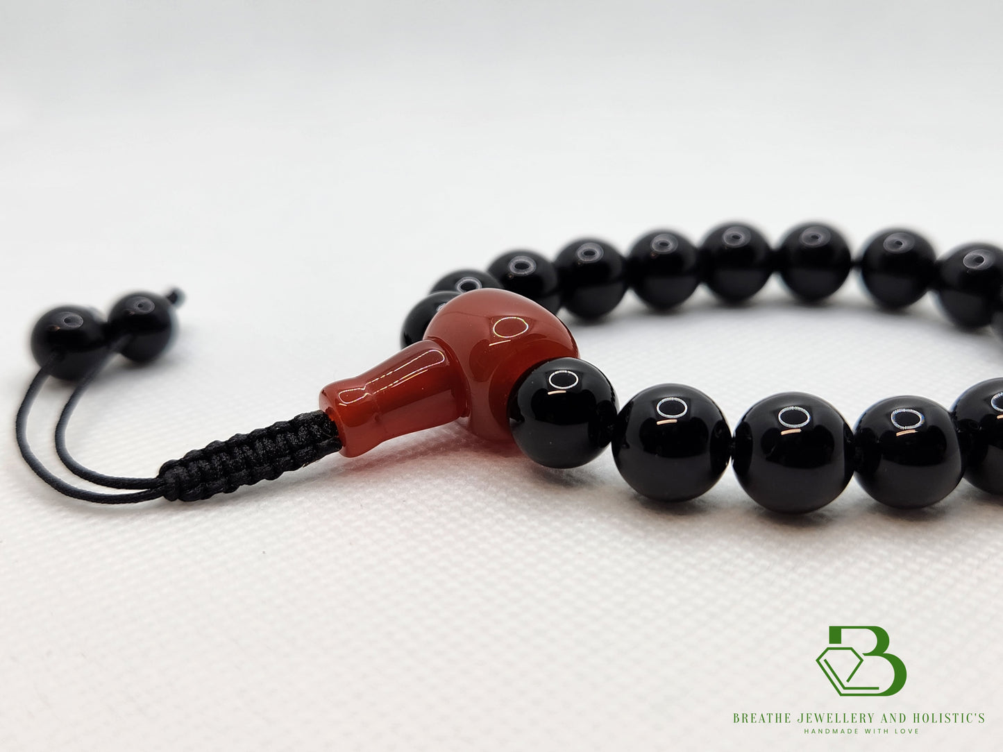 Black and Red Agate Mala Bracelet