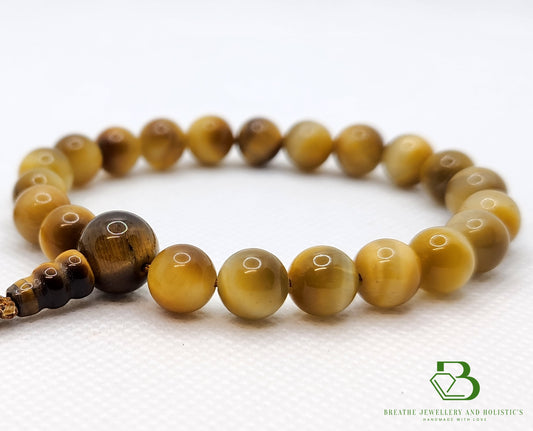 Gold Tiger Eye Gemstone Mala Bracelet