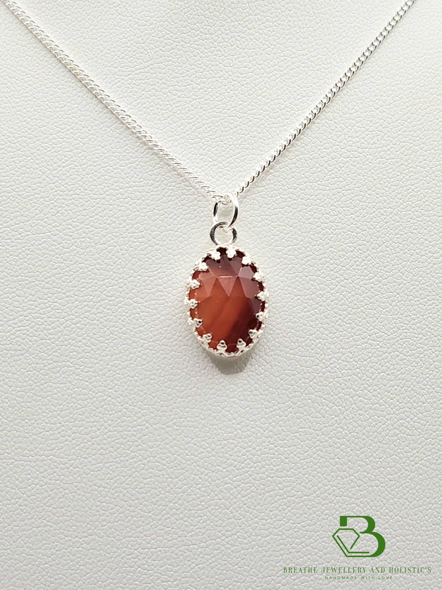 Sterling Silver Carnelian Gemstone Pendant