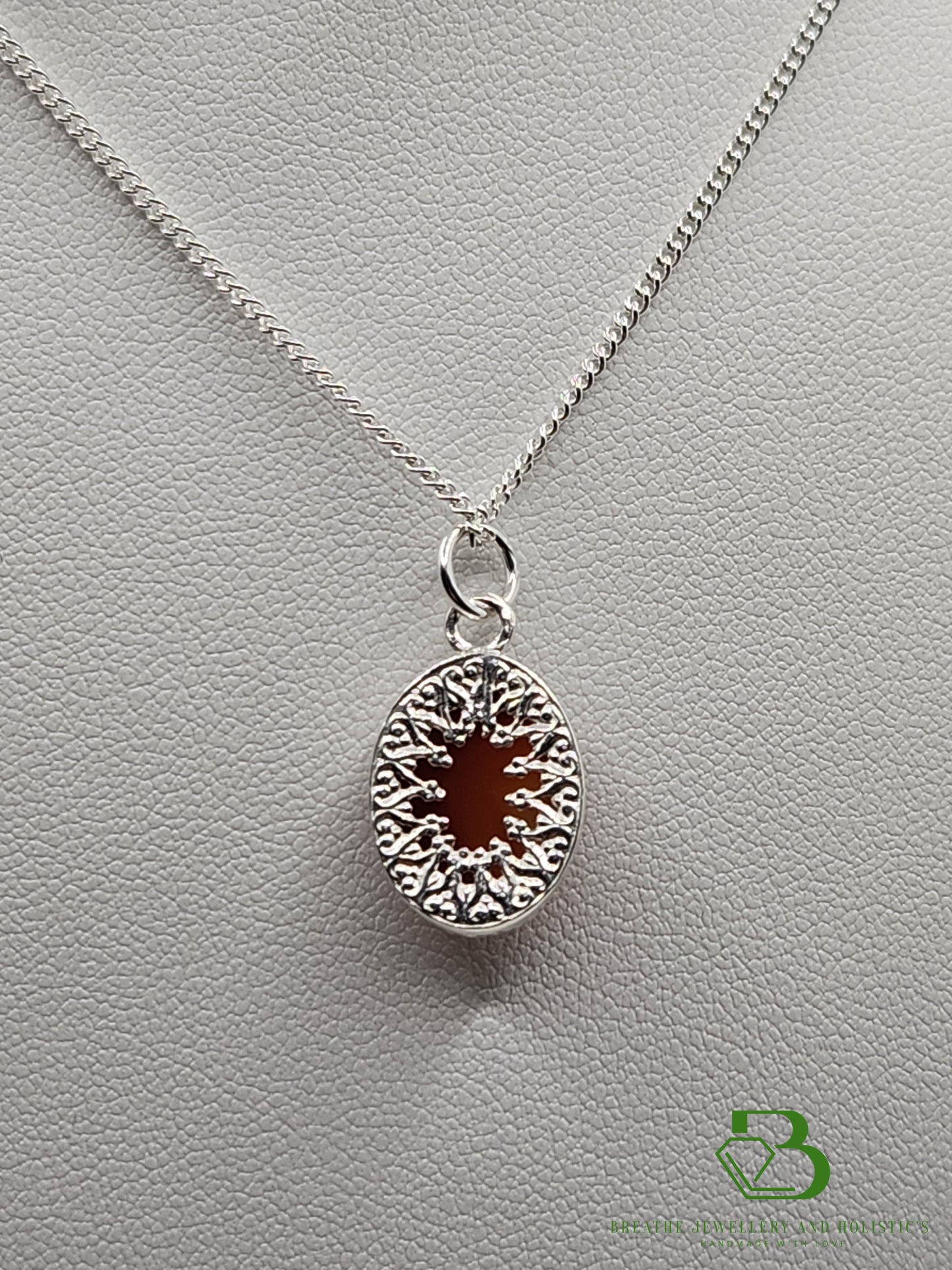 Sterling Silver Carnelian Gemstone Pendant