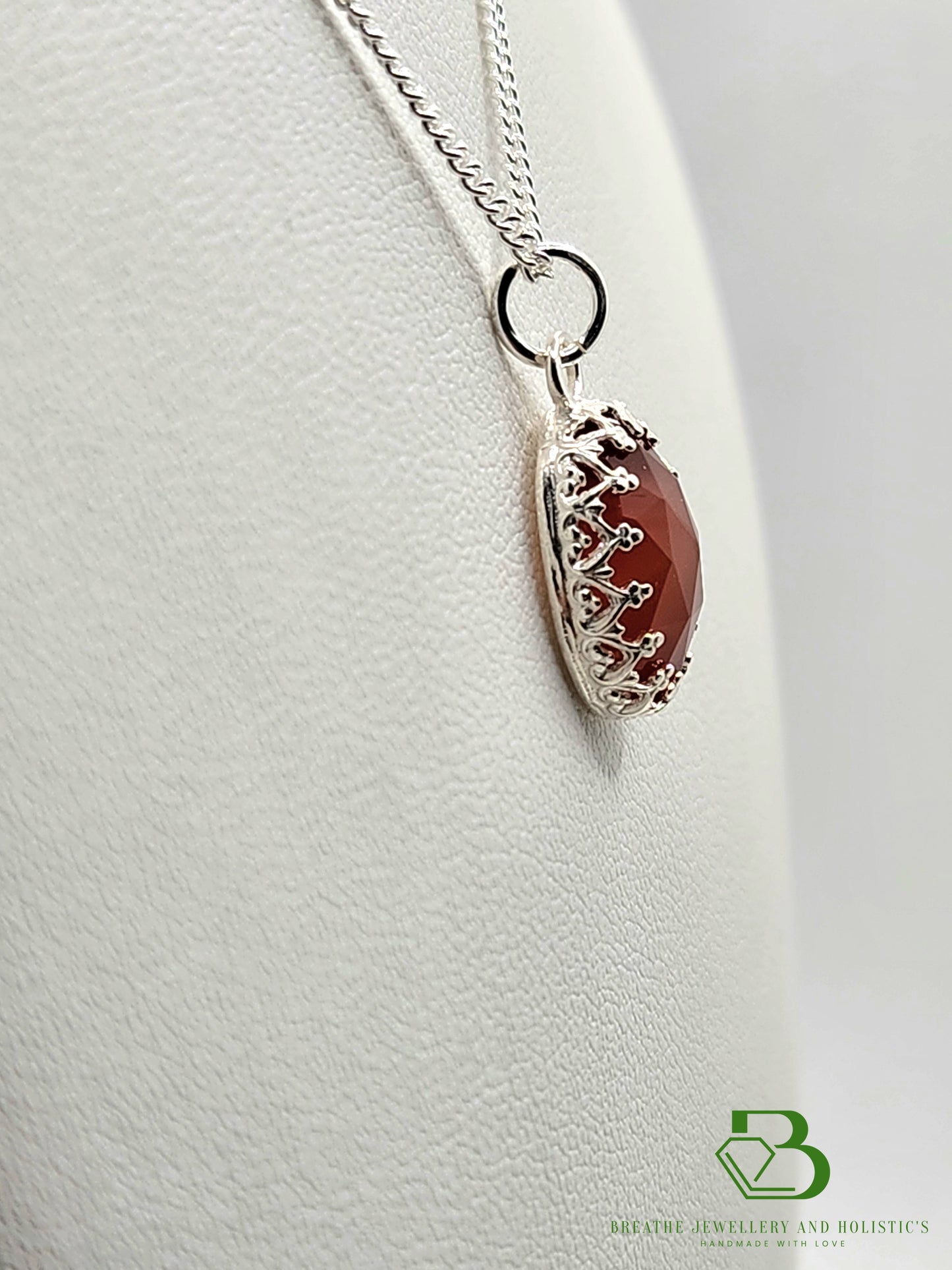 Sterling Silver Carnelian Gemstone Pendant