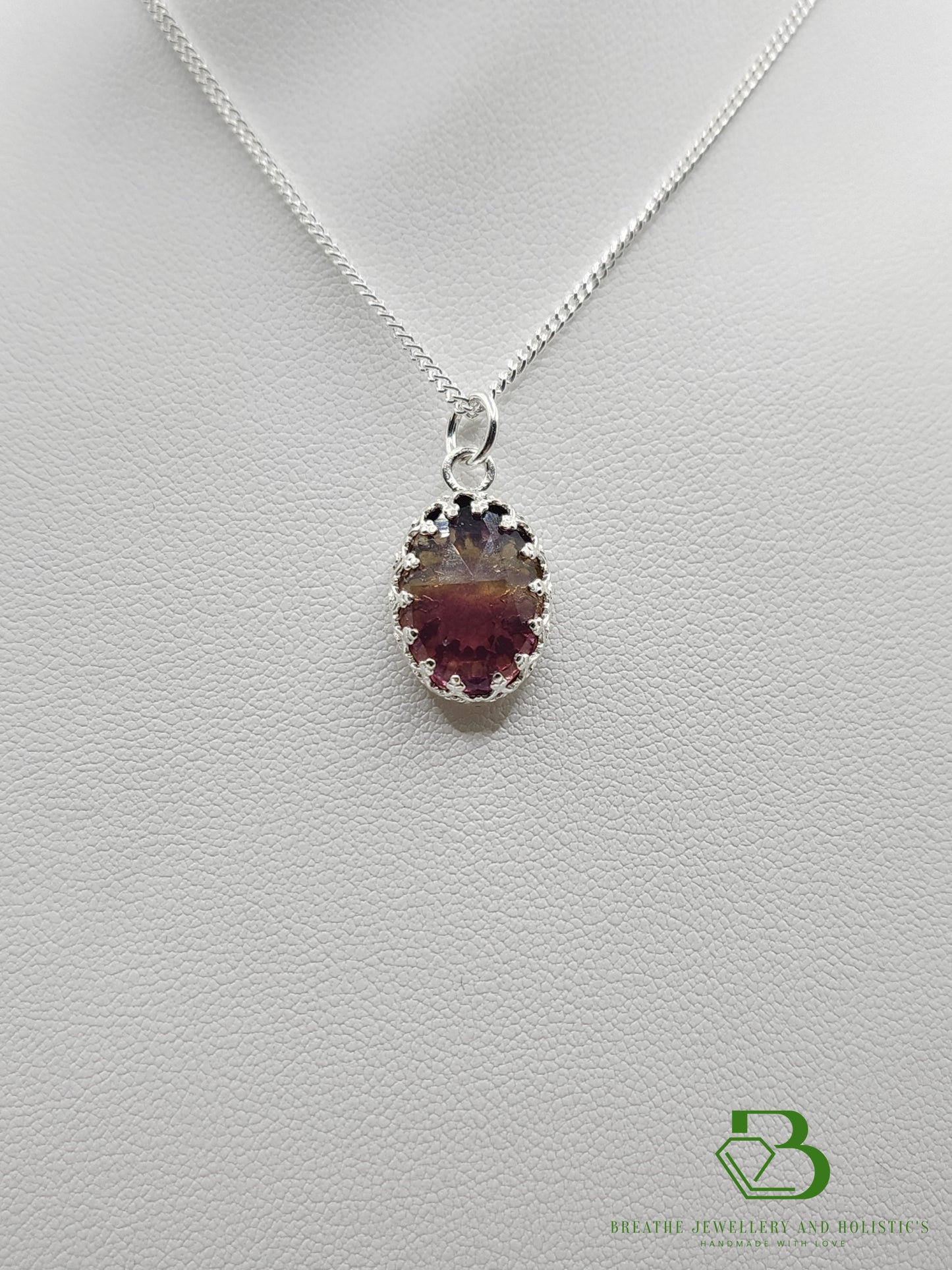 Sterling Silver Fluorite Gemstone Pendant