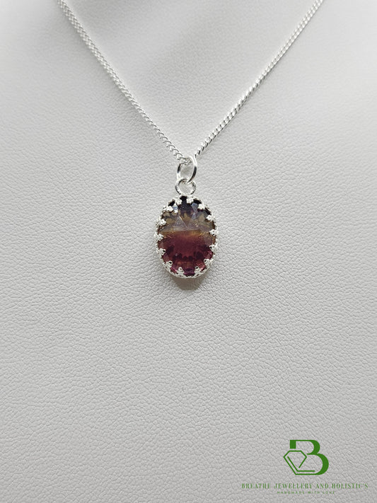Sterling Silver Fluorite Gemstone Pendant - Breathe Jewellery and Holistic's