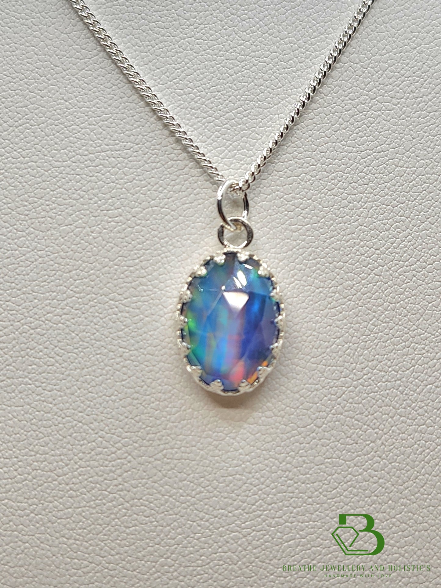 Sterling Silver Aura Opal Pendant